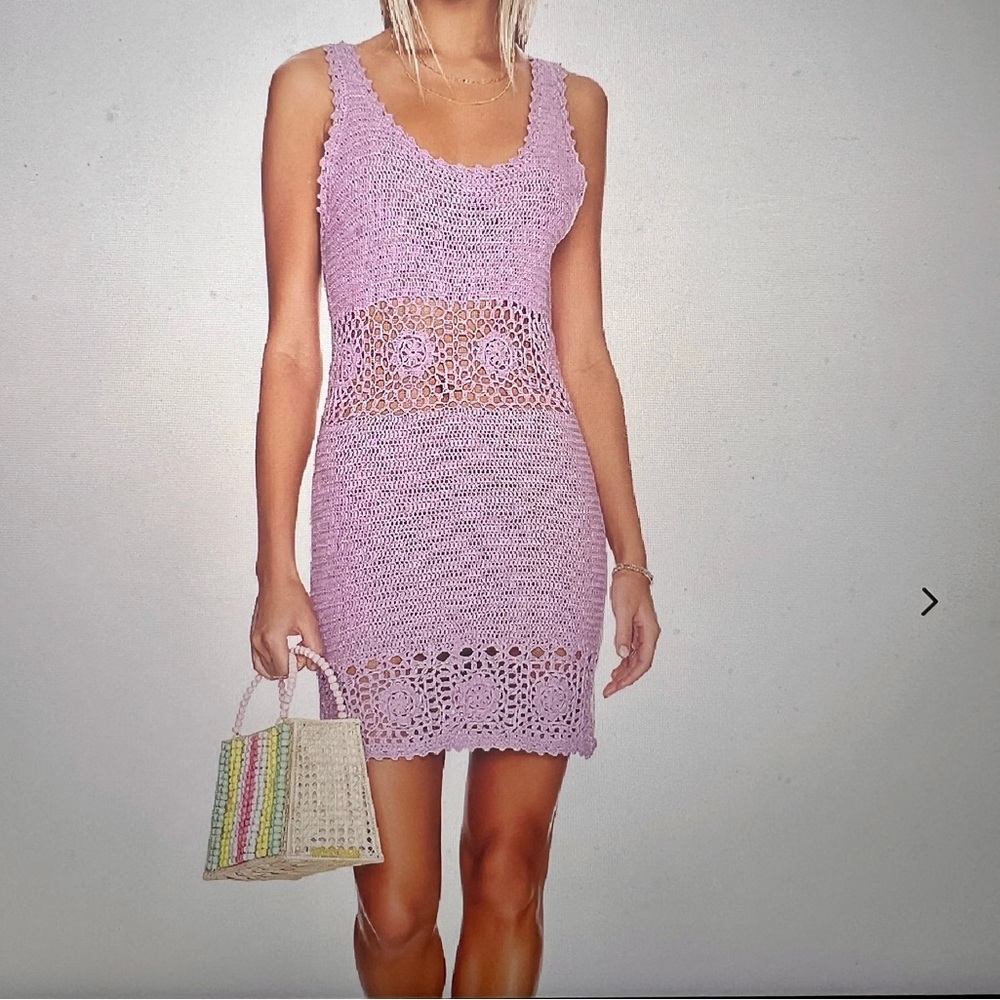 SPELL ILuka Crochet Mini Dress Lilac Size Medium